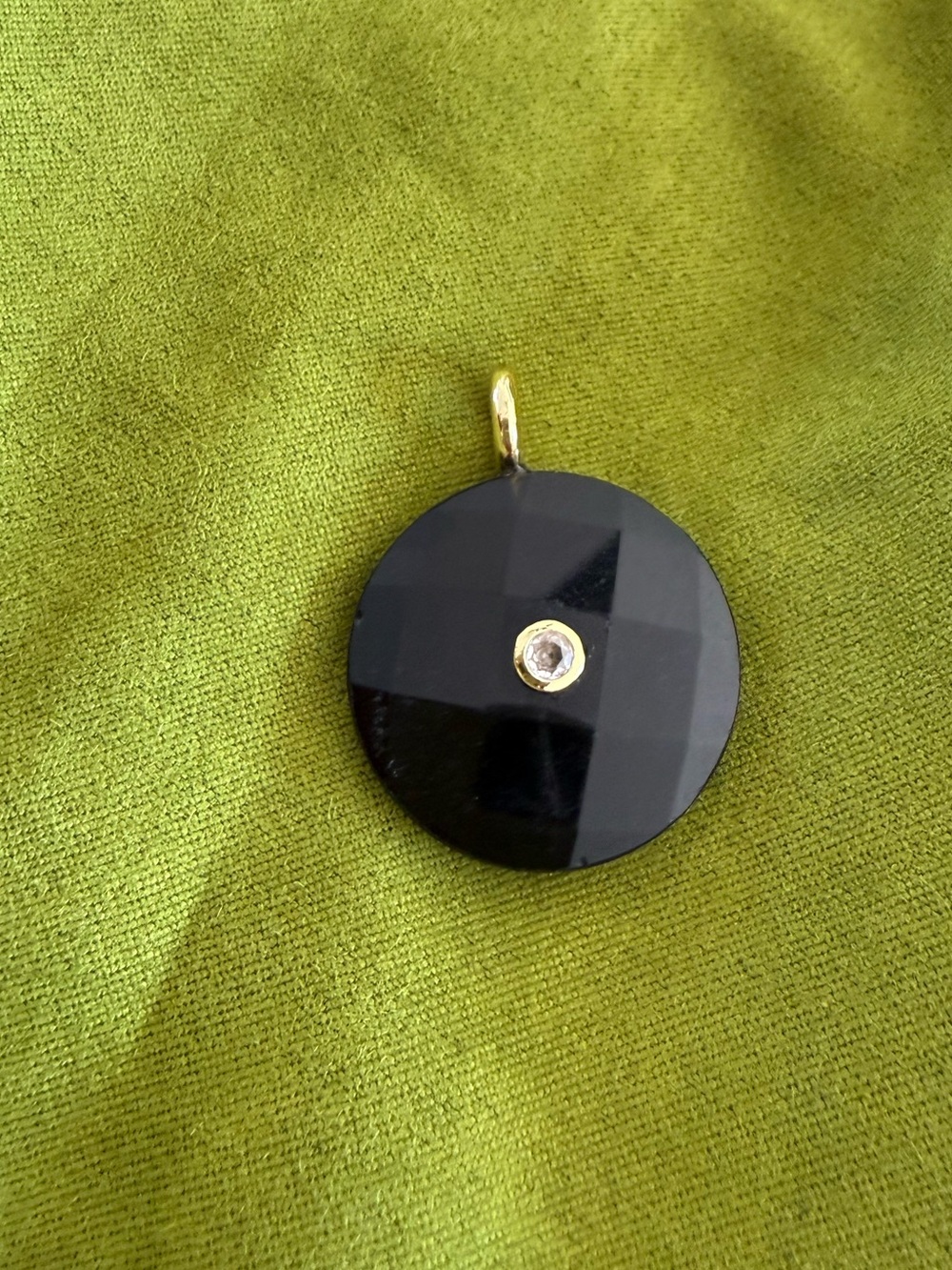 *NEW*Vault*Freida Rothman* Black Faceted Disc Pendant with Gold Accent